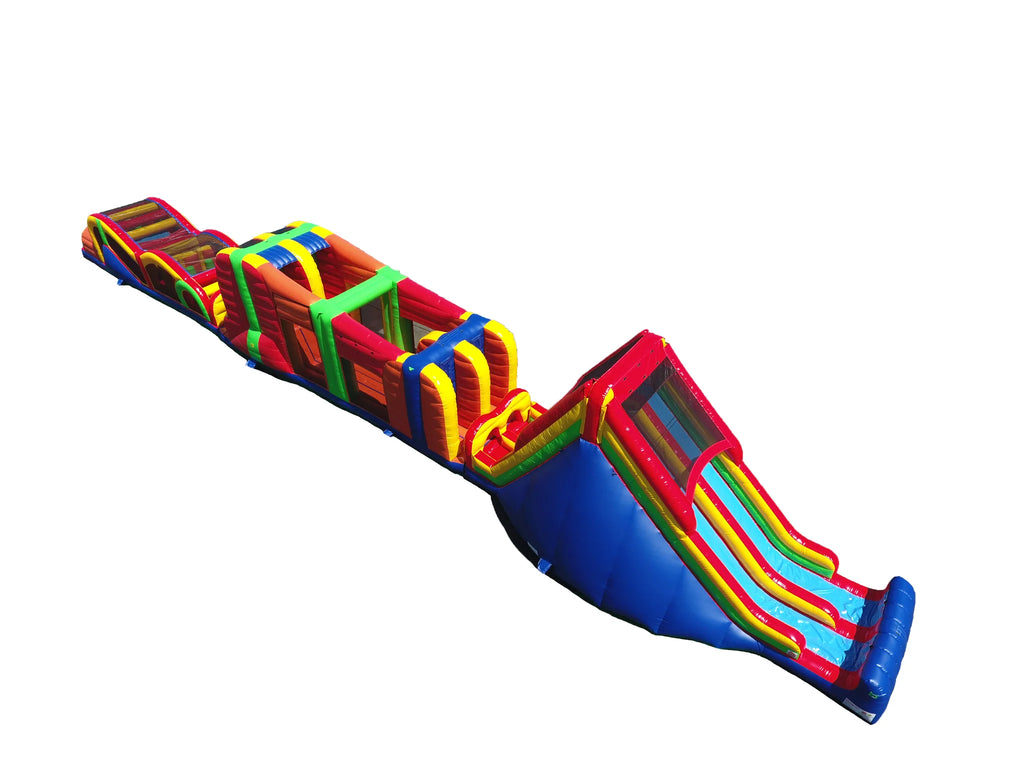 122' Ultimate Inflatable Obstacle Course with 19' Double Lane Slide and Dual Lane Zipline IG5200