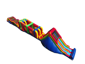 122' Ultimate Inflatable Obstacle Course with 19' Double Lane Slide and Dual Lane Zipline IG5200