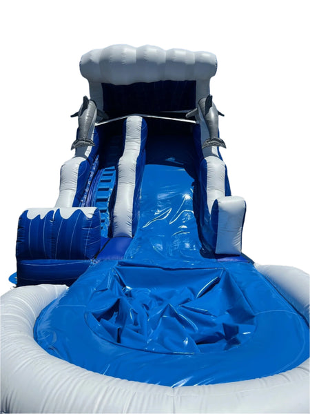 [18' Double Drop Wave Slide Pool] Inflatable Water Slides