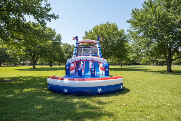 22 Foot Patriotic Double Lane Water Slide commercial inflatable water slide 