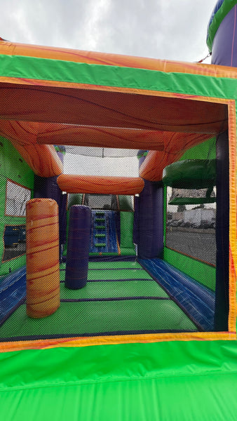 5 in 1 Super Combo Blue Marble Commercial Inflatable Bounce House Combo