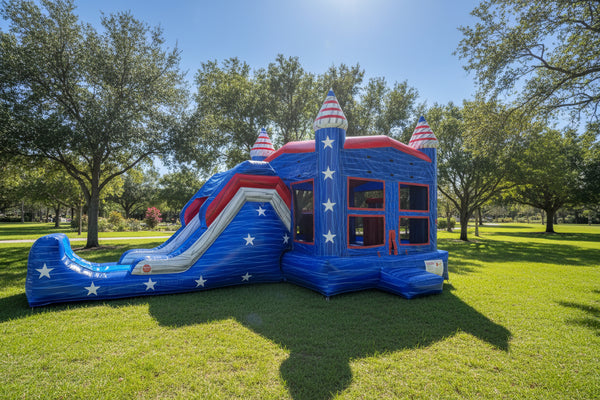 Patriot Combo Double Lane Commercial Inflatable Bounce House Combo - CO2186