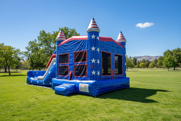 Patriot Combo Double Lane Commercial Inflatable Bounce House Combo - CO2186