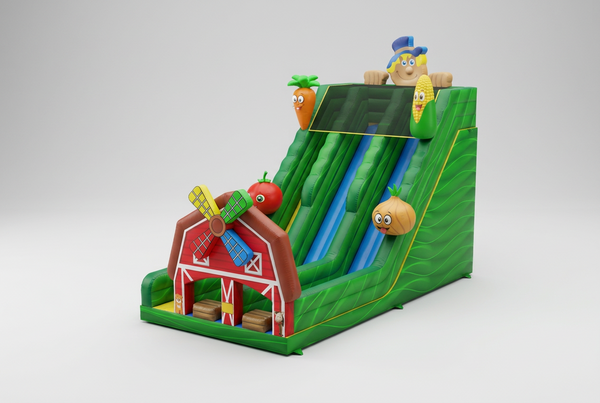 Inflatable slide for farms