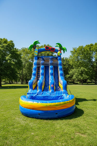 Commercial Inflatable Double Lane Water Slide 