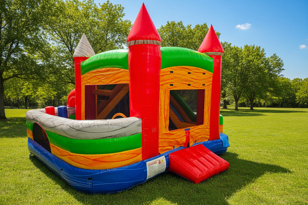inflatable jump and slide combo
