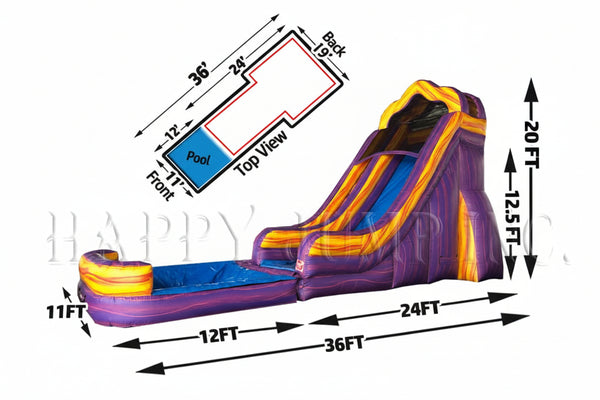 [20 Foot Purple Bay Water Slide] Inflatable Water Slide