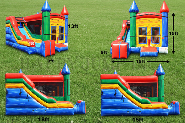 [5x Jump & Splash Castle] Commercial Inflatable Bounce House Combo