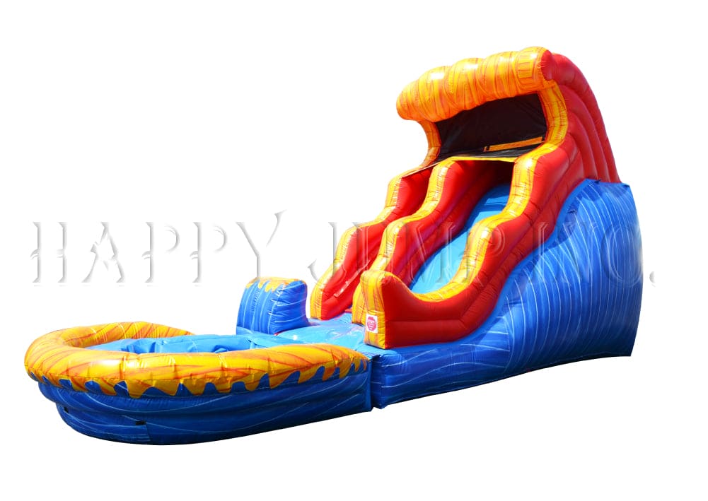 8 Foot Double Drop Wave Inflatable Slide with Pool - Happy Jump