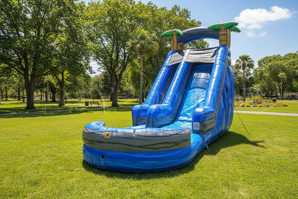 Blue Wave Inflatable Slide 18 Foot Blue Wave Marble | Commercial Inflatable Water Slide