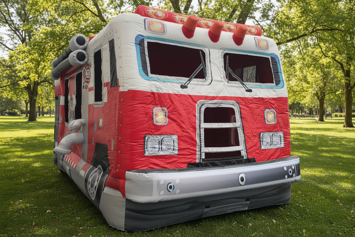 [Inflatable Fire Engine] Commercial Inflatable Bounce House Combo - CO2425