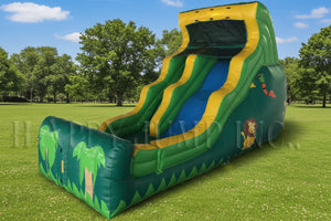 Tropical 　英語版 18 Foot Tropical Double Drop Wet Dry Inflatable Slide | Commercial